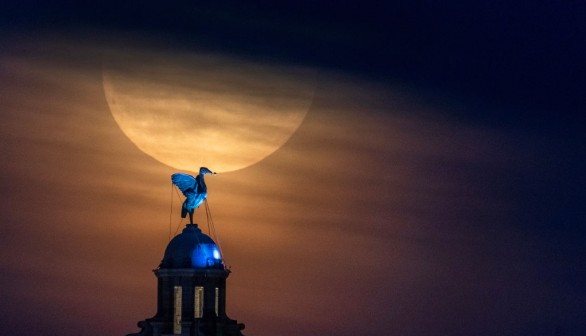 Full Blue Moon in Liverpool, United Kingdom.