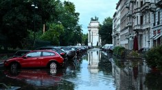 Flooded street in Milan