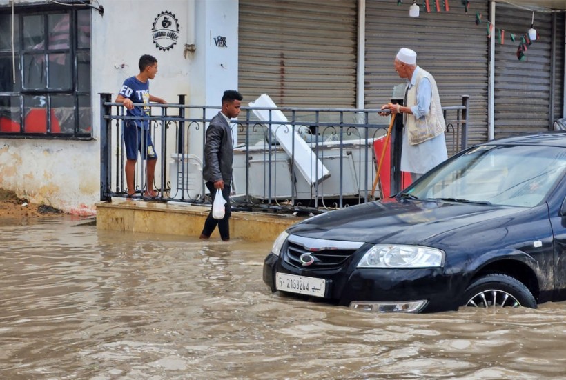 Flooded street in Libya in October 2022