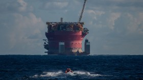 Greenpeace Action On Shell Platform Off Coast Of Canary Islands