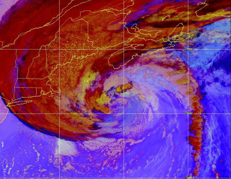 NESDIS via NOAA Satellite View as of September 16.  Satellite view from Day-Night Cloud Micro Combo RGB of Hurricane Lee. 