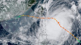 Typhoon Koinu's satellite forecast via Zoom Earth and NESDIS via NOAA Satellite View 
