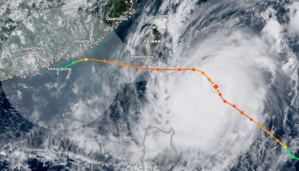 Typhoon Koinu's satellite forecast via Zoom Earth and NESDIS via NOAA Satellite View 