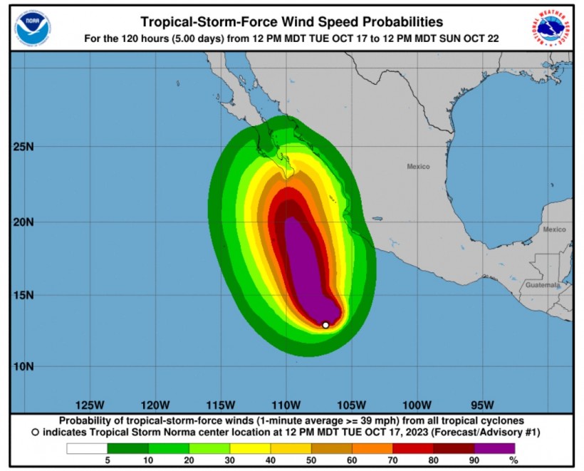 Tropical-Storm-Force Winds of Norma