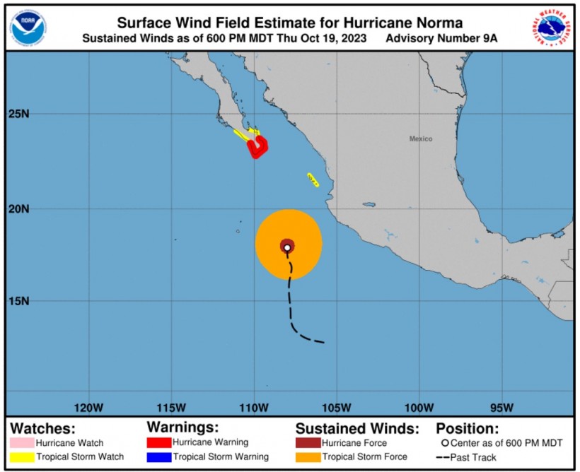 surface wind field estimate for Norma