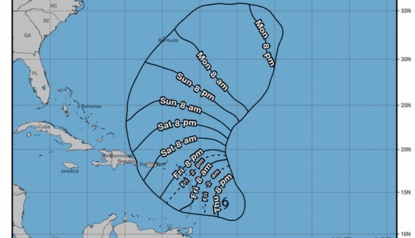 earliest reasonable arrival time of tropical-storm-force winds of Tammy