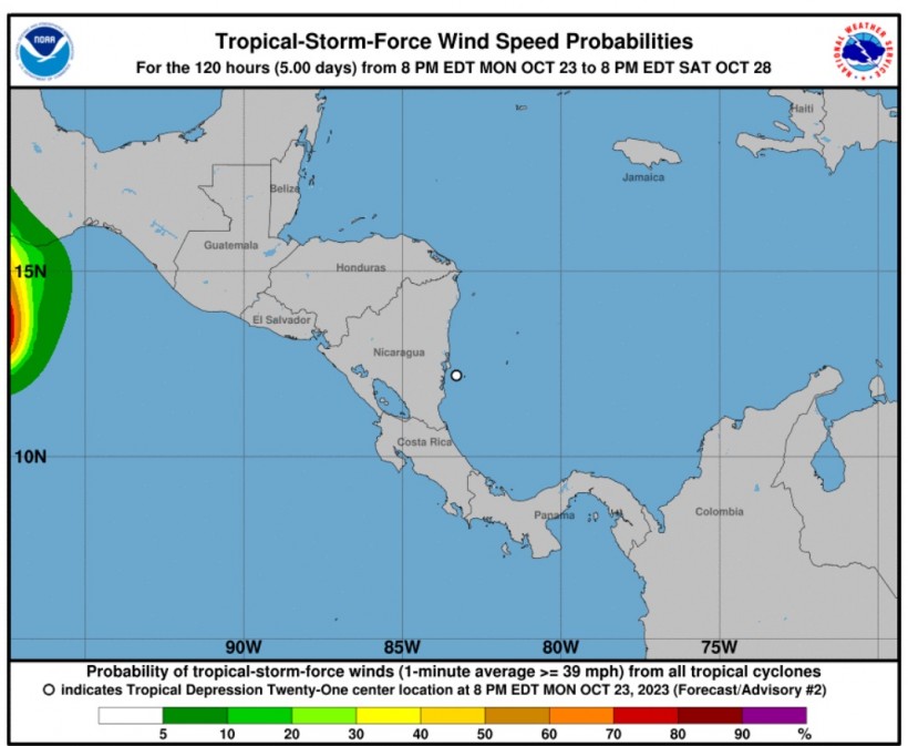 Tropical-Storm-Force Wind Speed Probabilities of Tropical Depression 21