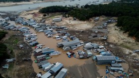 Recent drought in Negro river, city of Manaus, Amazonas State.