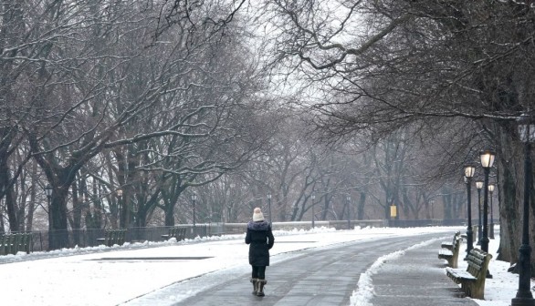 Snow in West Side of New York City