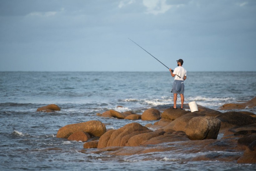 A stock photo of a man fishing.