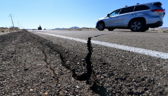 A stock photo of an earthquake crack