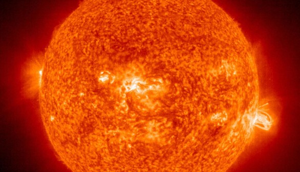  A stock photo of  a solar flare(R) erupting