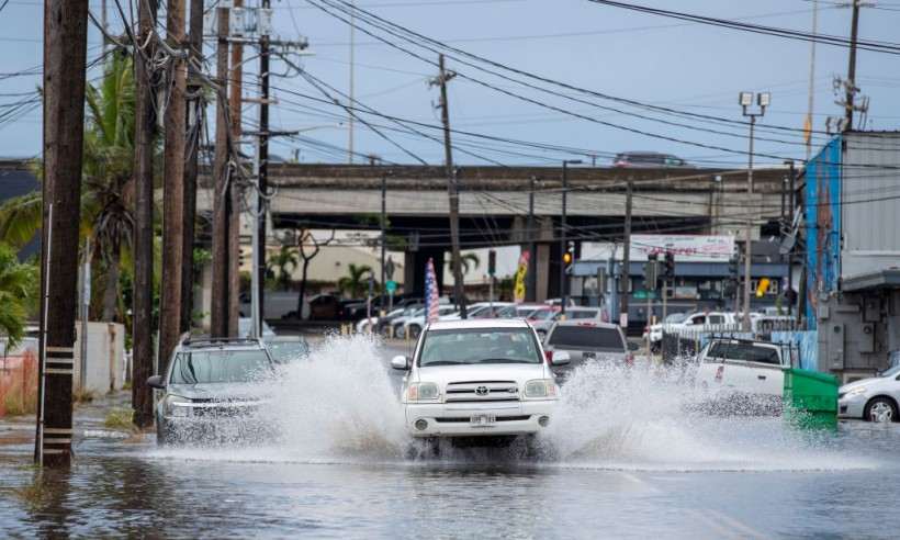 A flooded street in Honolulu