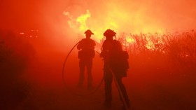 Firefighters from the Los Angeles Fire Department (LAFD)