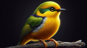 realistic image of a golden collared manakin