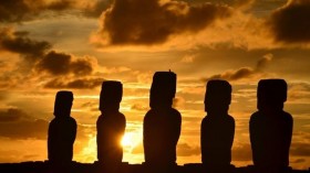 stone platforms and statues on Easter Island