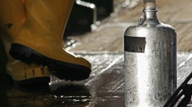 Water sample on research vessel METEOR.