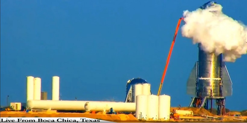 Social media video grab of a pressure test failure on SpaceXÕs prototype Starship rocket