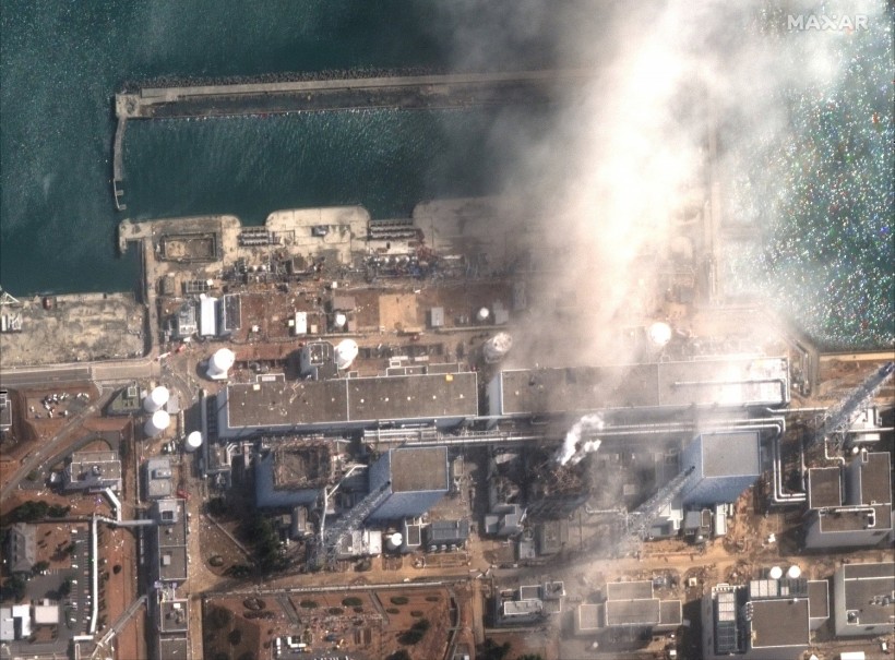 A March 14, 2011 satellite view of Fukushima Daiichi Nuclear Power Plant after explosion