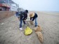 People are filling bags with sand in San Diego, California